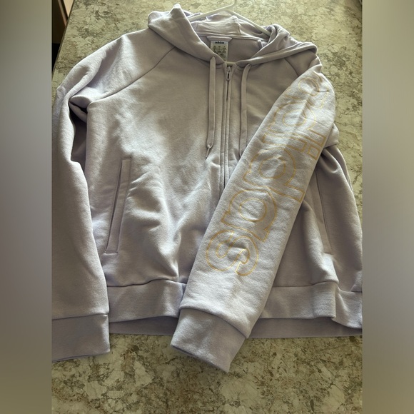 Women’s Adidas Full Zip Hoodie Sweatshirt Gold purple Large - Picture 8 of 11